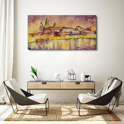 Foto auf leinwand Goldene Spiegelungen auf dem Fluss
