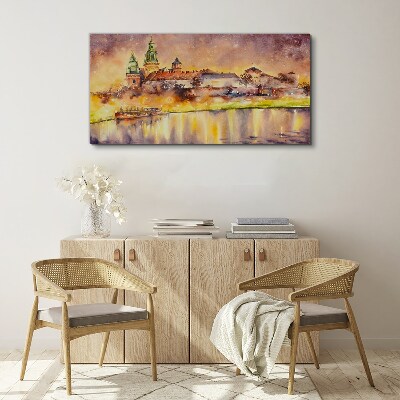 Foto auf leinwand Goldene Spiegelungen auf dem Fluss