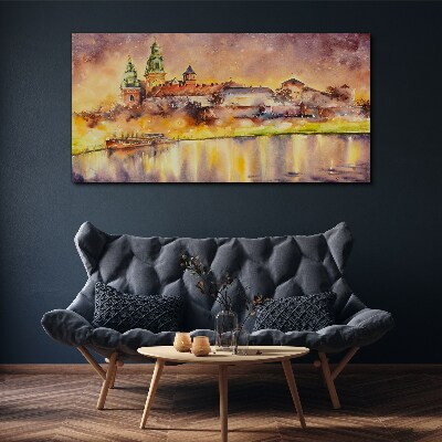 Foto auf leinwand Goldene Spiegelungen auf dem Fluss