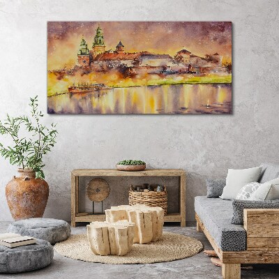 Foto auf leinwand Goldene Spiegelungen auf dem Fluss