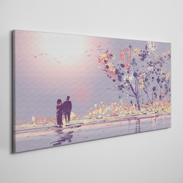 Foto auf leinwand Romantischer Spaziergang bei Sonnenuntergang
