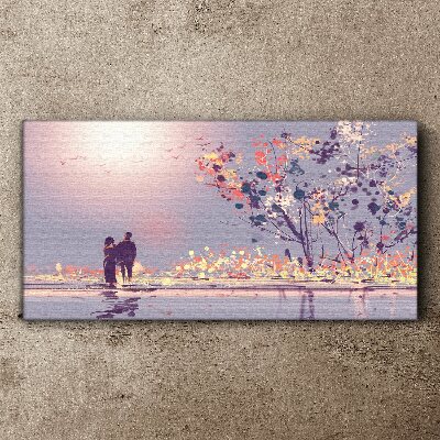 Foto auf leinwand Romantischer Spaziergang bei Sonnenuntergang