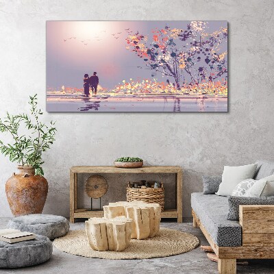 Foto auf leinwand Romantischer Spaziergang bei Sonnenuntergang