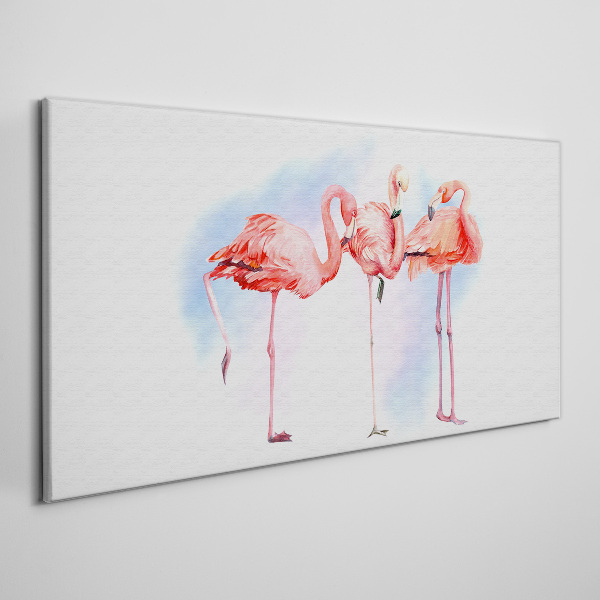 Foto auf leinwand Rosa Flamingos auf pastellfarbenem Hintergrund