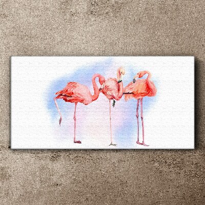Foto auf leinwand Rosa Flamingos auf pastellfarbenem Hintergrund
