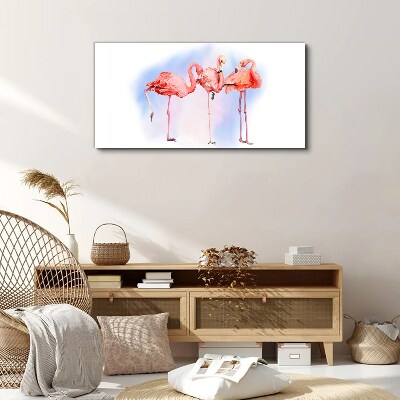 Foto auf leinwand Rosa Flamingos auf pastellfarbenem Hintergrund