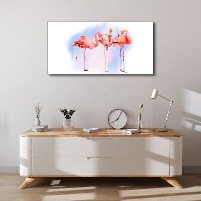 Foto auf leinwand Rosa Flamingos auf pastellfarbenem Hintergrund