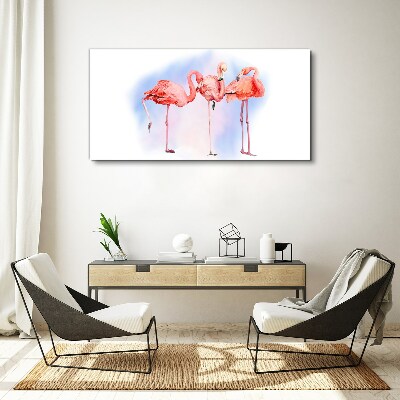 Foto auf leinwand Rosa Flamingos auf pastellfarbenem Hintergrund