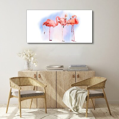 Foto auf leinwand Rosa Flamingos auf pastellfarbenem Hintergrund