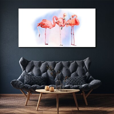 Foto auf leinwand Rosa Flamingos auf pastellfarbenem Hintergrund
