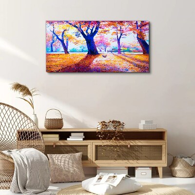 Bild auf leinwand Herbstlandschaft in Regenbogenfarben