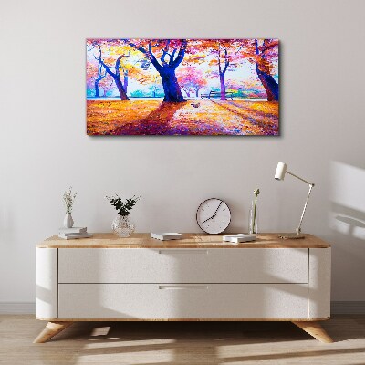 Bild auf leinwand Herbstlandschaft in Regenbogenfarben