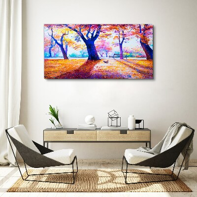 Bild auf leinwand Herbstlandschaft in Regenbogenfarben