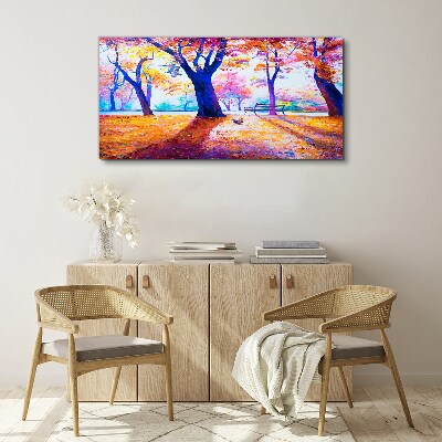 Bild auf leinwand Herbstlandschaft in Regenbogenfarben