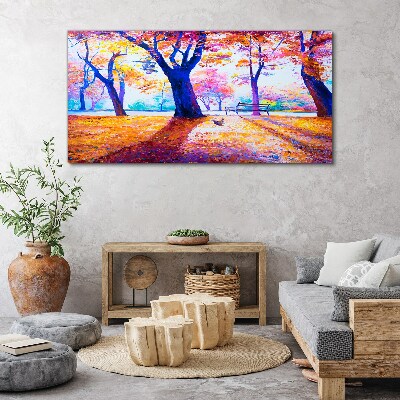Bild auf leinwand Herbstlandschaft in Regenbogenfarben