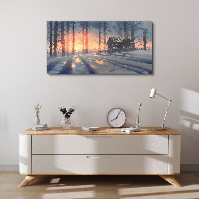 Foto auf leinwand Wintermorgen im Wald