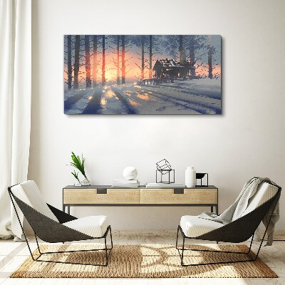Foto auf leinwand Wintermorgen im Wald