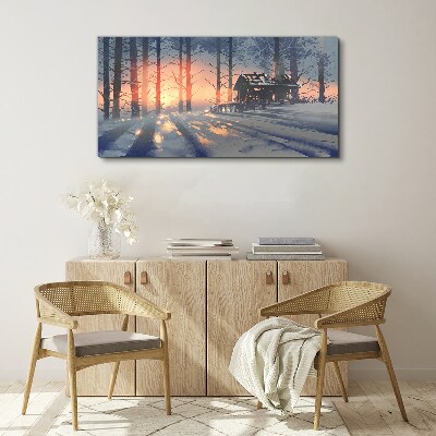 Foto auf leinwand Wintermorgen im Wald