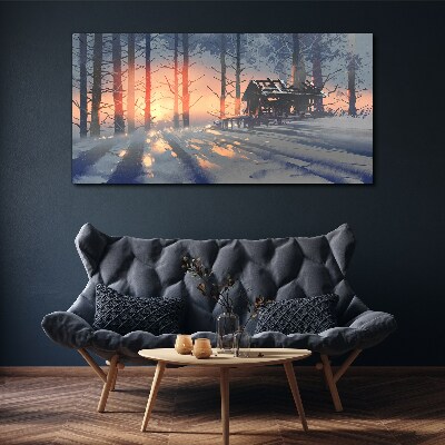 Foto auf leinwand Wintermorgen im Wald