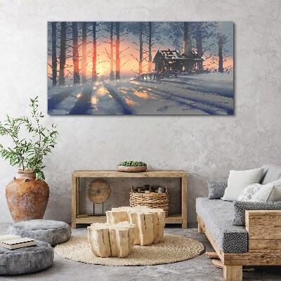 Foto auf leinwand Wintermorgen im Wald