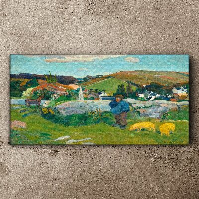 Bild auf leinwand Junge in der Landschaft