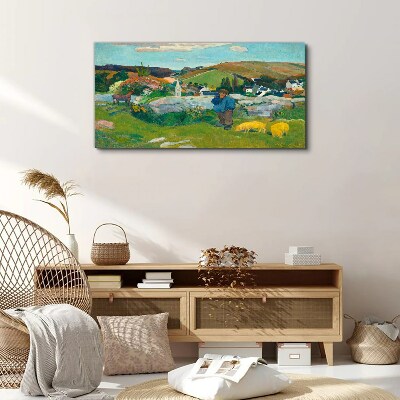 Bild auf leinwand Junge in der Landschaft