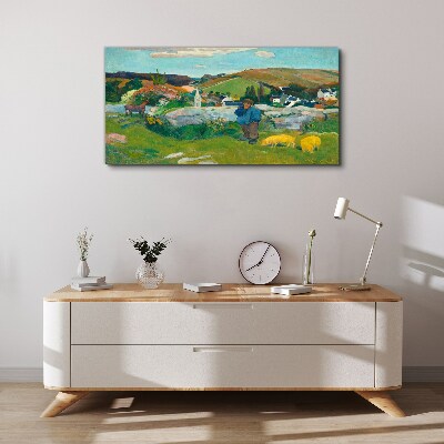 Bild auf leinwand Junge in der Landschaft