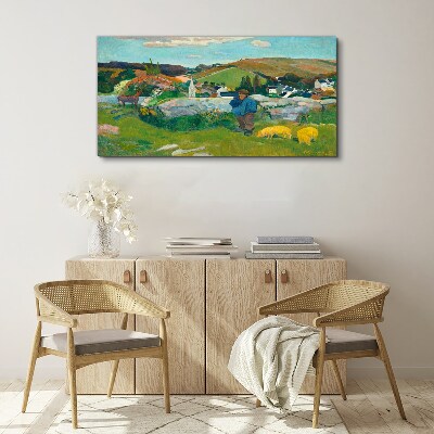 Bild auf leinwand Junge in der Landschaft