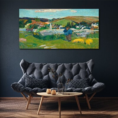 Bild auf leinwand Junge in der Landschaft