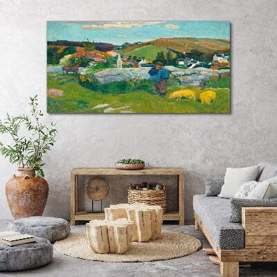 Bild auf leinwand Junge in der Landschaft