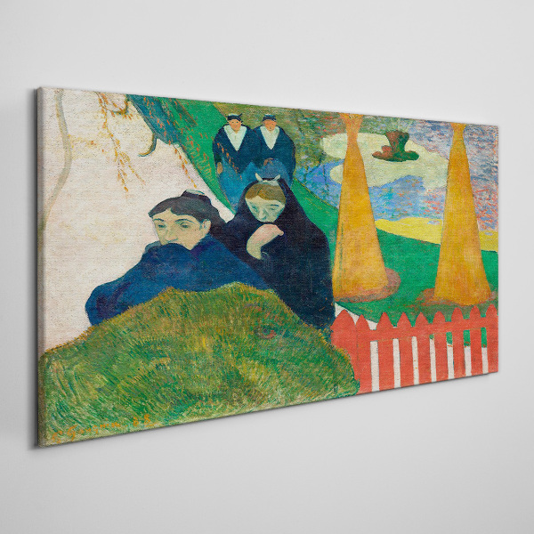 Foto auf leinwand Grüne Landschaft mit Figuren