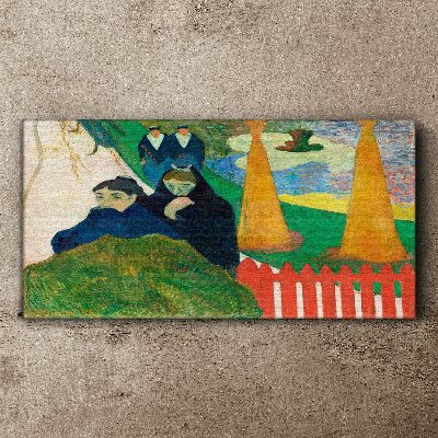 Foto auf leinwand Grüne Landschaft mit Figuren