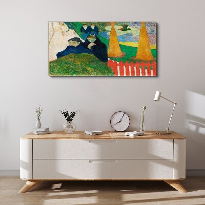 Foto auf leinwand Grüne Landschaft mit Figuren