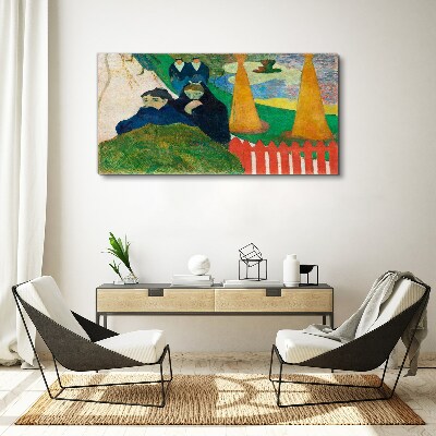Foto auf leinwand Grüne Landschaft mit Figuren