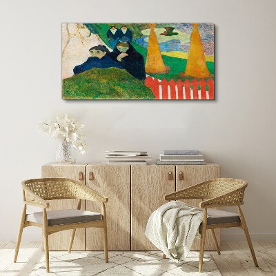 Foto auf leinwand Grüne Landschaft mit Figuren