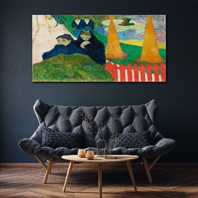 Foto auf leinwand Grüne Landschaft mit Figuren