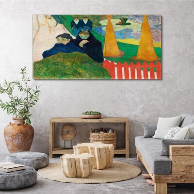 Foto auf leinwand Grüne Landschaft mit Figuren