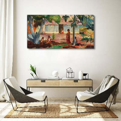 Foto leinwand Tropische Landschaft mit Figuren