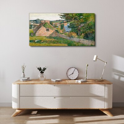 Foto auf leinwand Ländliche Landschaft mit Ferienhäusern