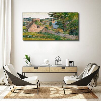 Foto auf leinwand Ländliche Landschaft mit Ferienhäusern