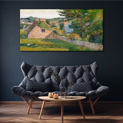 Foto auf leinwand Ländliche Landschaft mit Ferienhäusern