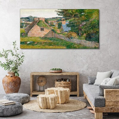 Foto auf leinwand Ländliche Landschaft mit Ferienhäusern