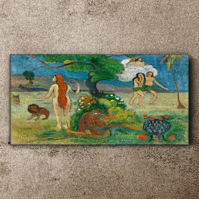 Foto auf leinwand Paradieslandschaft mit Figuren