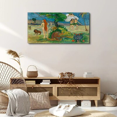 Foto auf leinwand Paradieslandschaft mit Figuren