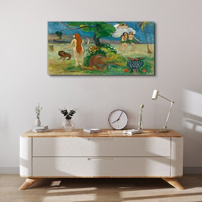 Foto auf leinwand Paradieslandschaft mit Figuren
