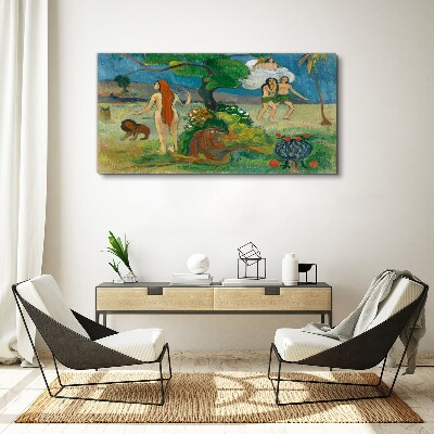 Foto auf leinwand Paradieslandschaft mit Figuren