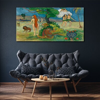 Foto auf leinwand Paradieslandschaft mit Figuren