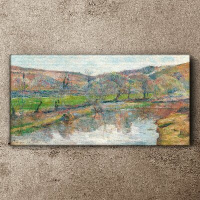 Foto leinwand Eine friedliche Landschaft am Fluss