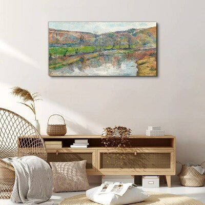 Foto leinwand Eine friedliche Landschaft am Fluss