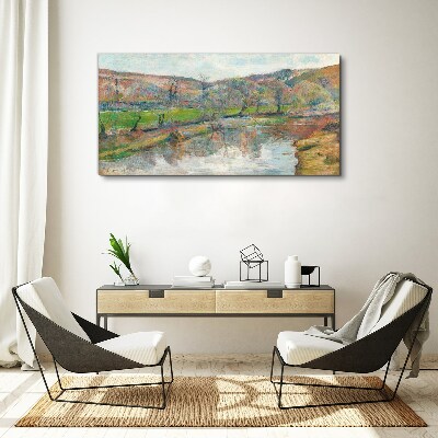 Foto leinwand Eine friedliche Landschaft am Fluss